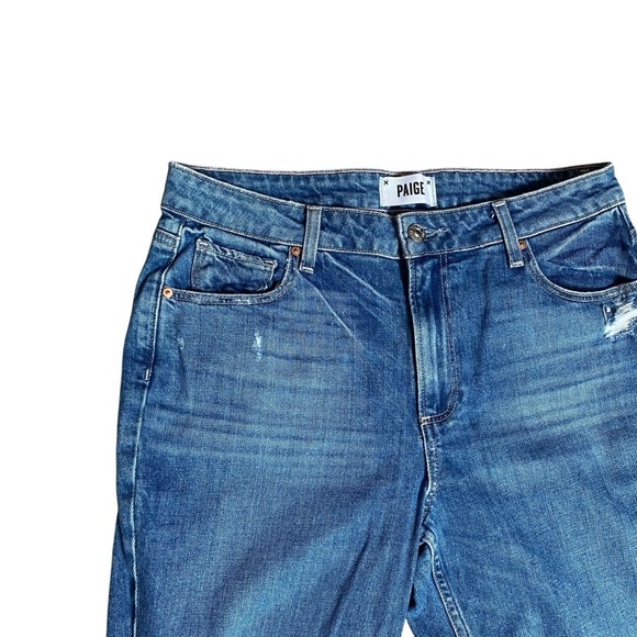 Paige Noella Destructed Straight Crop Jeans 29 Distressed Raw Hem Denim - Picture 4 of 14